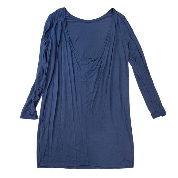Asos Low Back Mini Dress Women's Size 4 Blue Periwinkle Viscose Long Sleeves - Picture 2 of 12